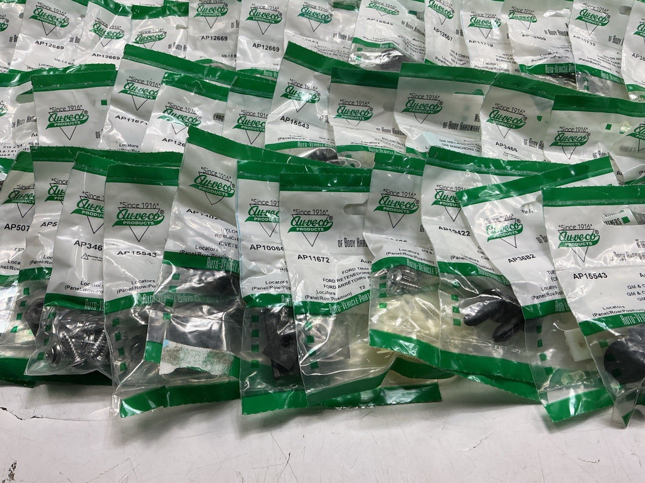 Wholesale Lot # 14 - Auveco Retainer Clips & Hardware Lot, 250 Packs, As Shown