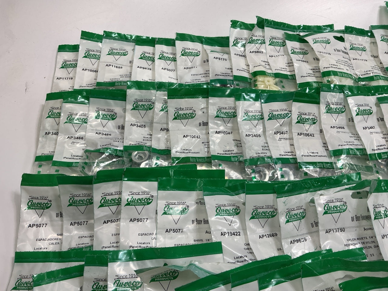 Wholesale Lot # 14 - Auveco Retainer Clips & Hardware Lot, 250 Packs, As Shown