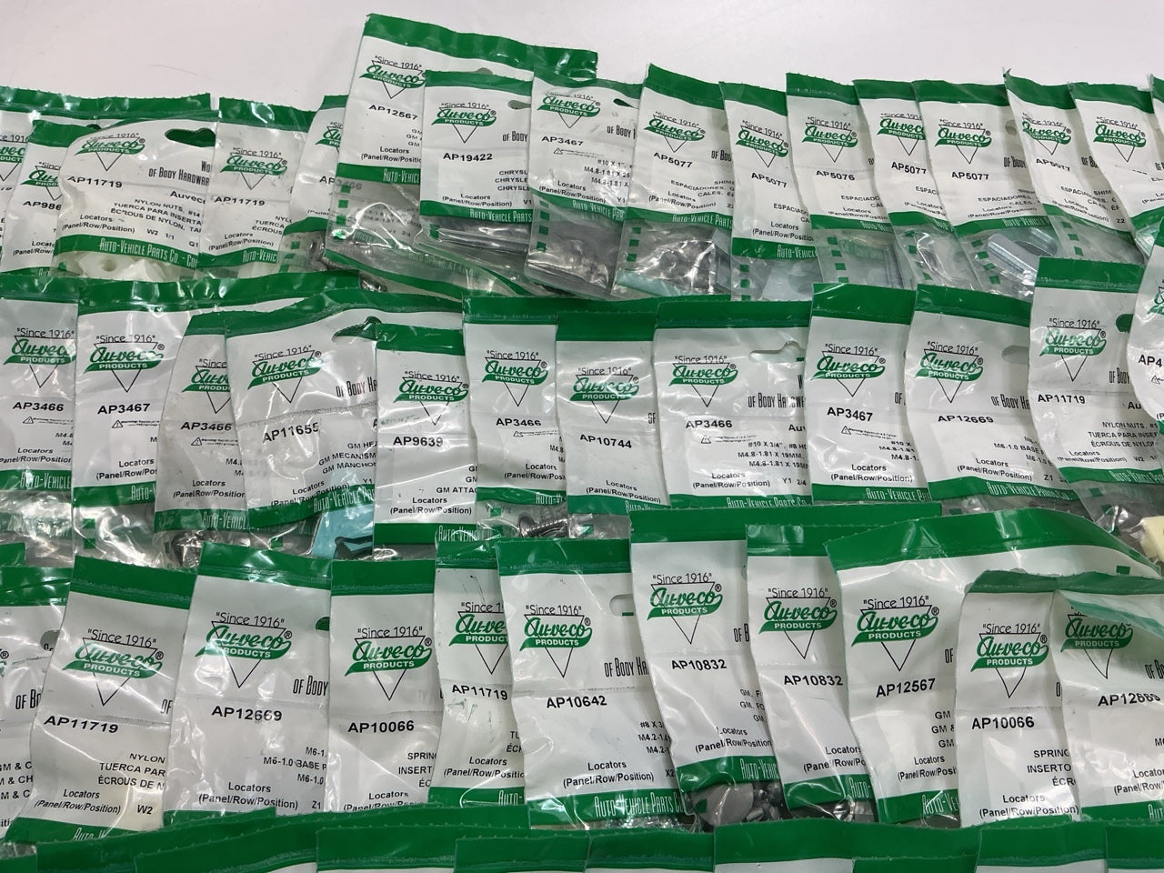 Wholesale Lot # 14 - Auveco Retainer Clips & Hardware Lot, 250 Packs, As Shown