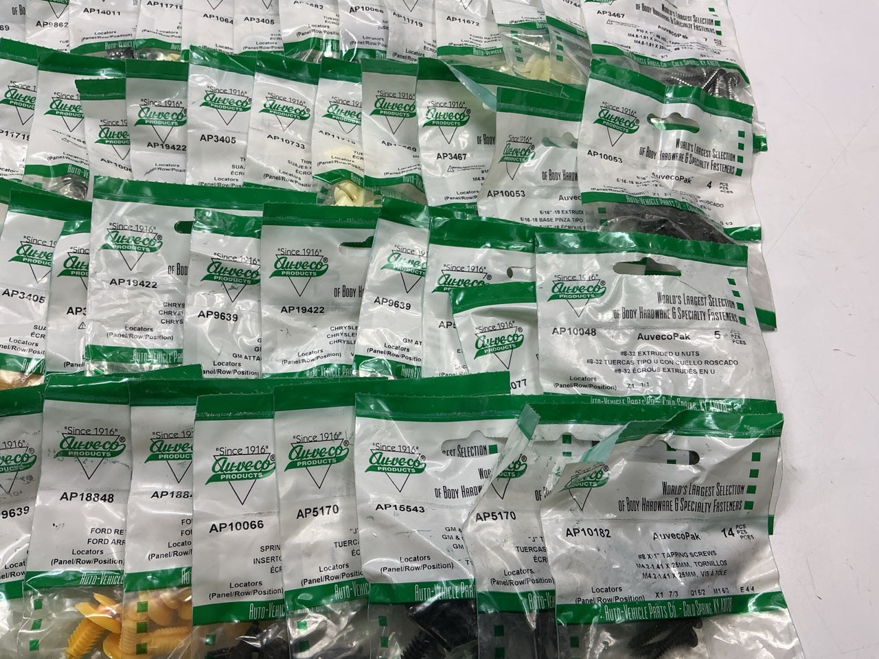 Wholesale Lot # 14 - Auveco Retainer Clips & Hardware Lot, 250 Packs, As Shown