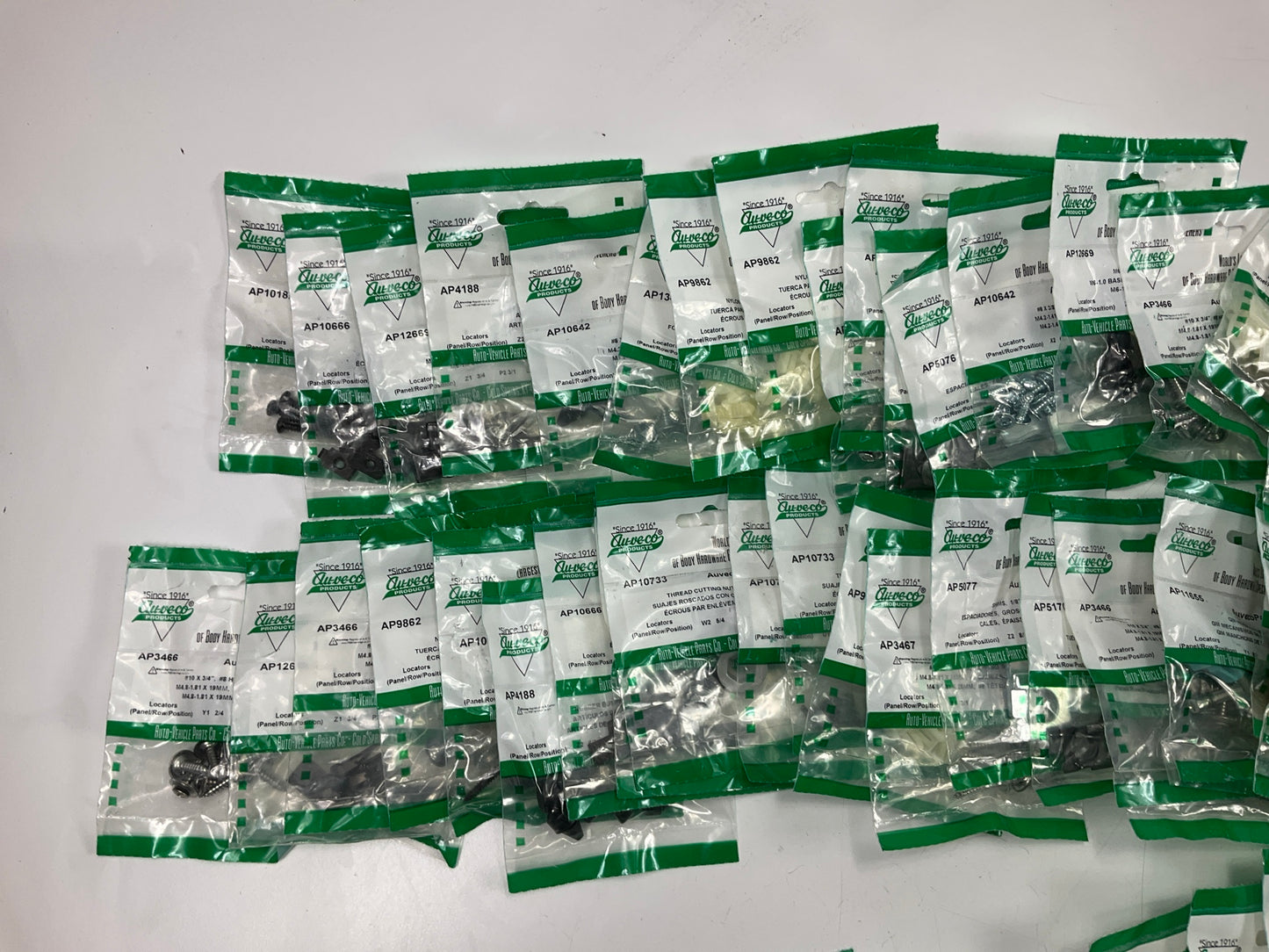 Wholesale Lot # 15 - Auveco Retainer Clips & Hardware Lot, 249 Packs As Shown