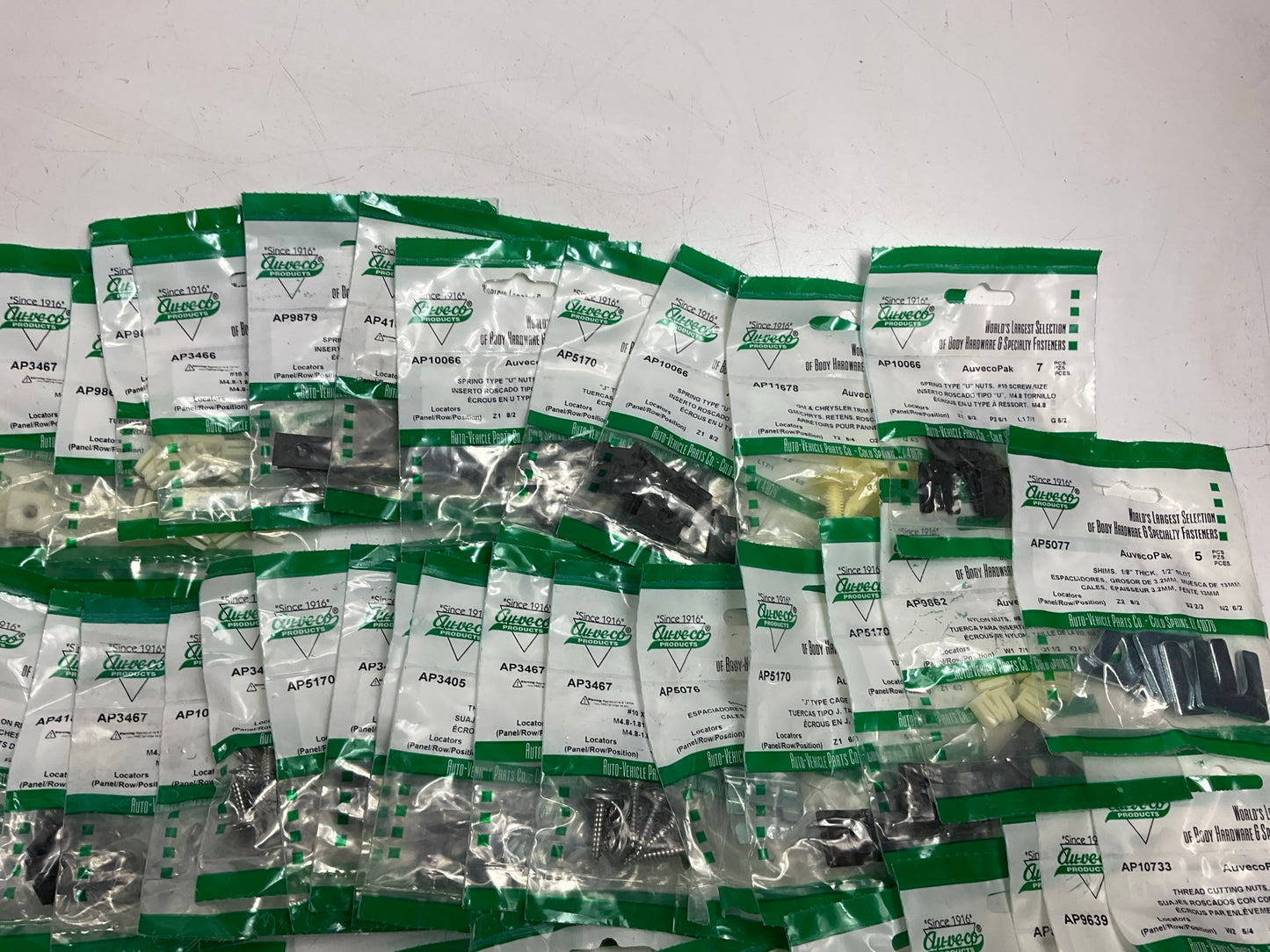 Wholesale Lot # 15 - Auveco Retainer Clips & Hardware Lot, 249 Packs As Shown