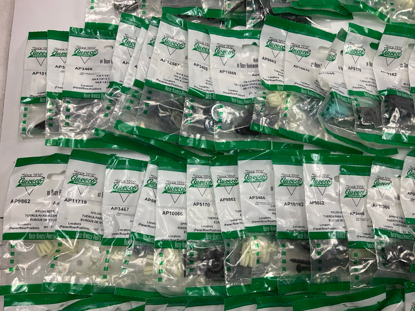 Wholesale Lot # 15 - Auveco Retainer Clips & Hardware Lot, 249 Packs As Shown