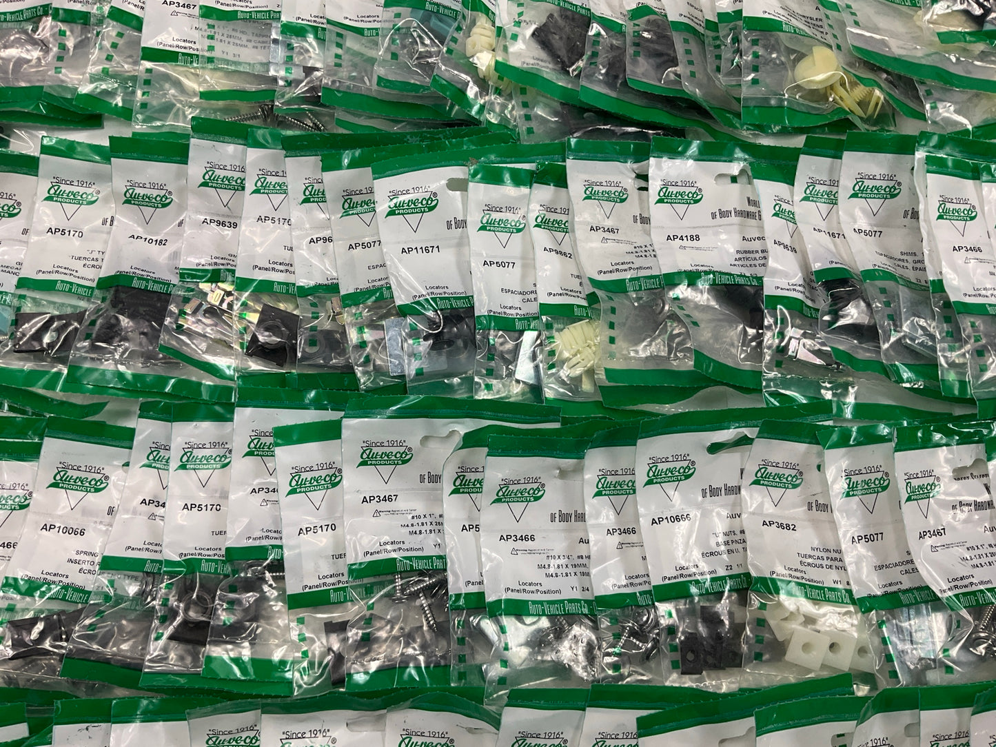 Wholesale Lot # 15 - Auveco Retainer Clips & Hardware Lot, 249 Packs As Shown