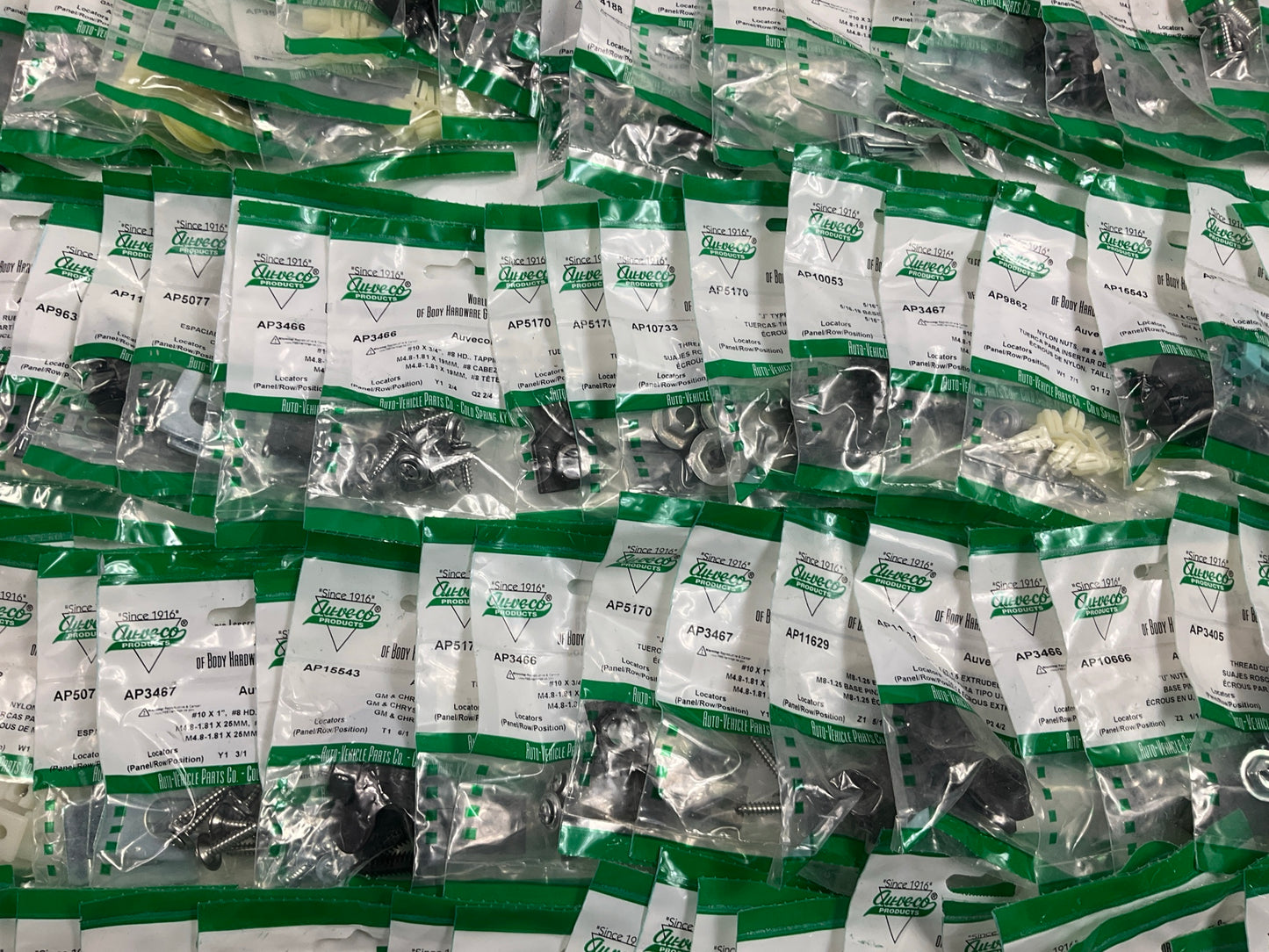 Wholesale Lot # 15 - Auveco Retainer Clips & Hardware Lot, 249 Packs As Shown