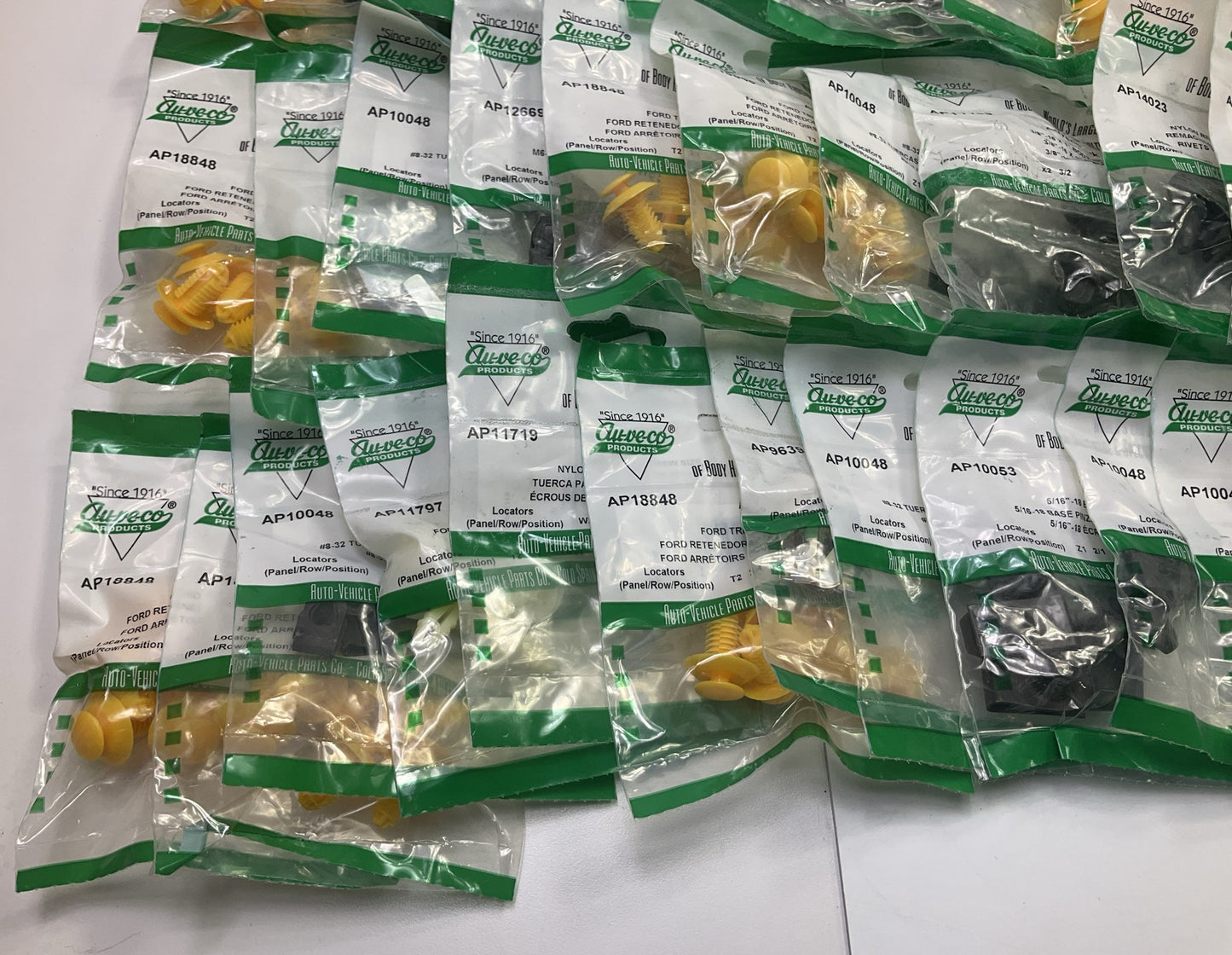 Wholesale Lot # 17 - Auveco Retainer Clips & Hardware Lot, 250 Packs As Shown