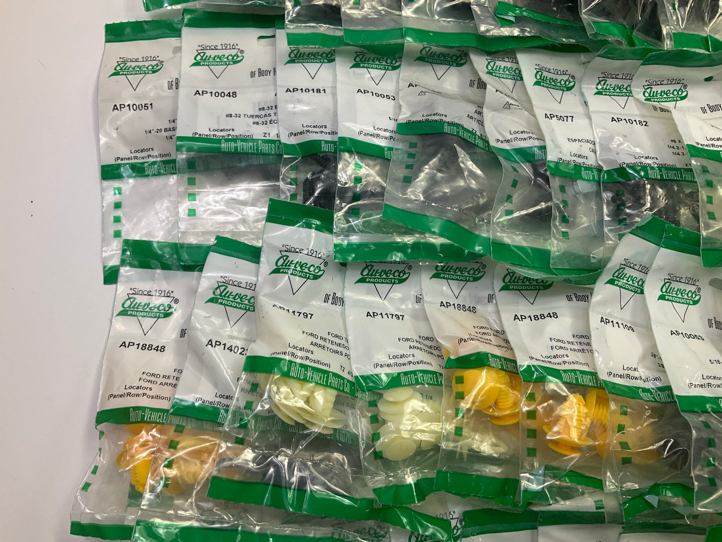 Wholesale Lot # 18 - Auveco Retainer Clips & Hardware Lot, 250 Packs As Shown