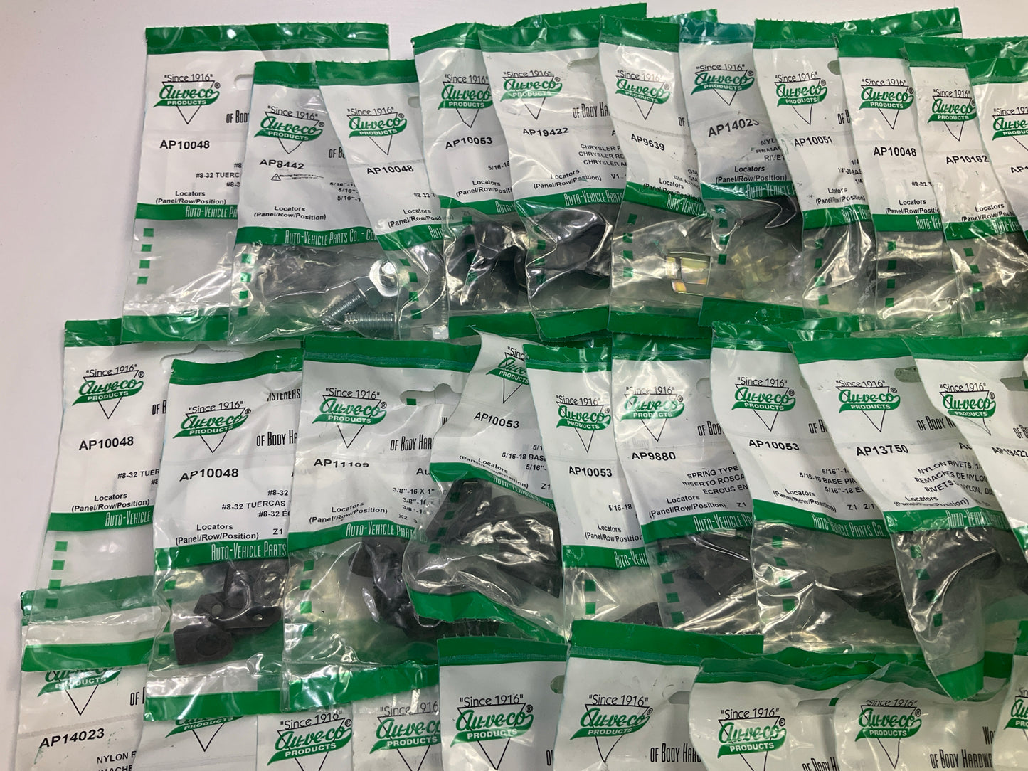 Wholesale Lot # 18 - Auveco Retainer Clips & Hardware Lot, 250 Packs As Shown