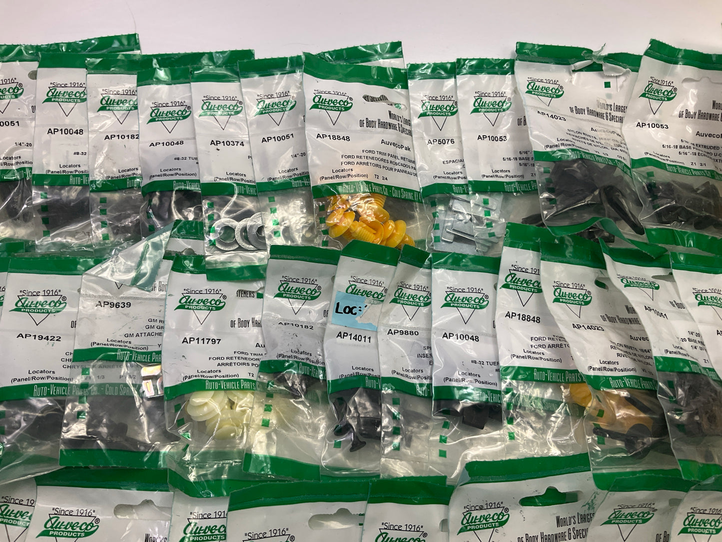 Wholesale Lot # 18 - Auveco Retainer Clips & Hardware Lot, 250 Packs As Shown