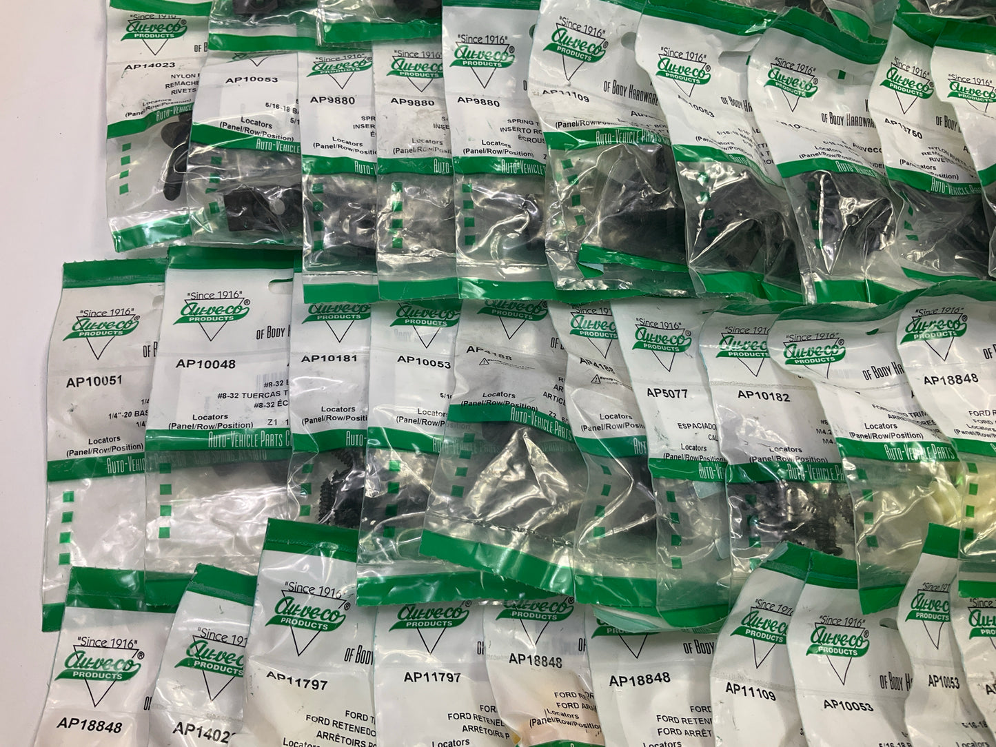 Wholesale Lot # 18 - Auveco Retainer Clips & Hardware Lot, 250 Packs As Shown