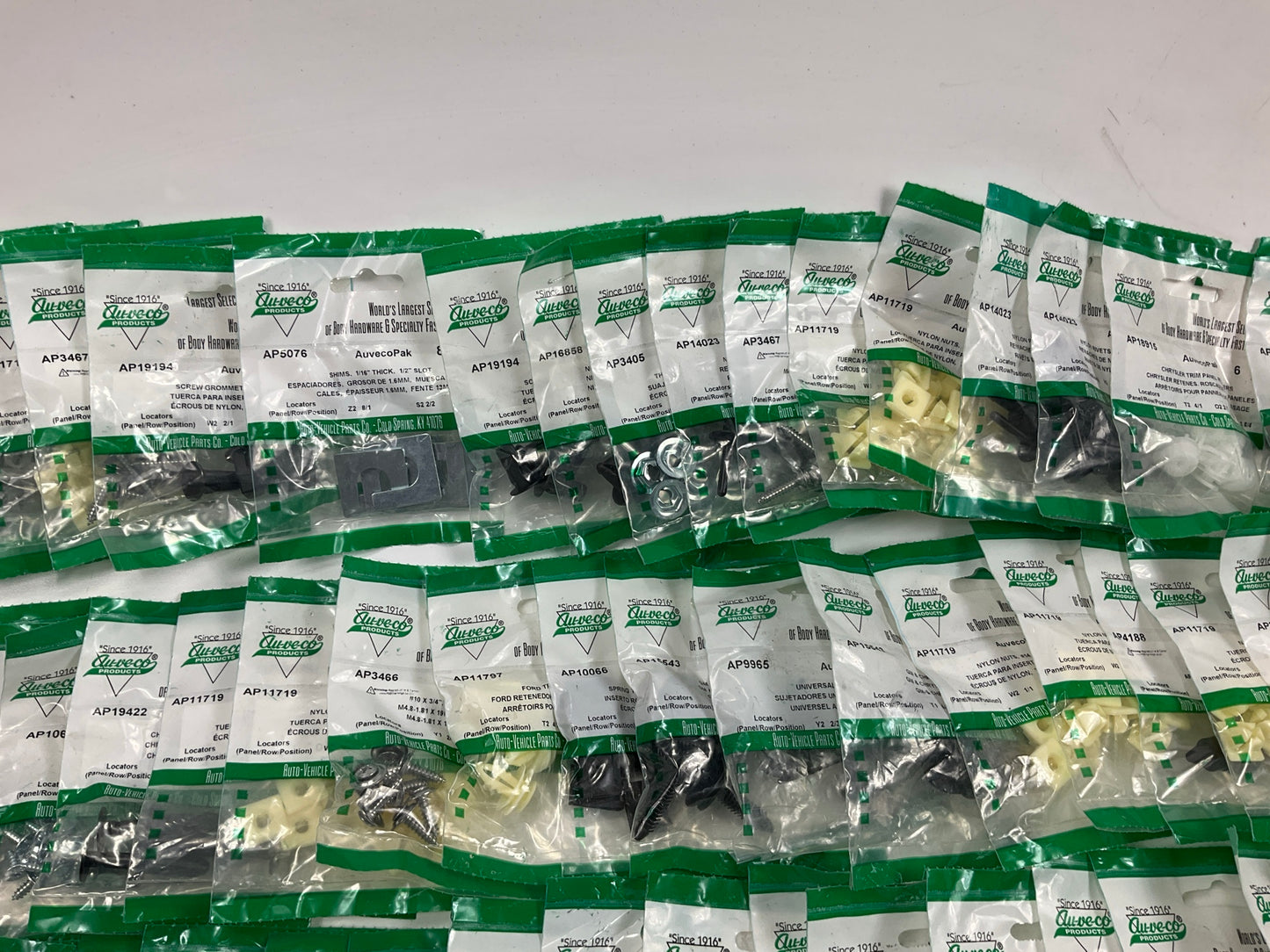 Wholesale Lot #19 - Auveco Retainer Clips & Hardware Lot, 251 Packs As Shown