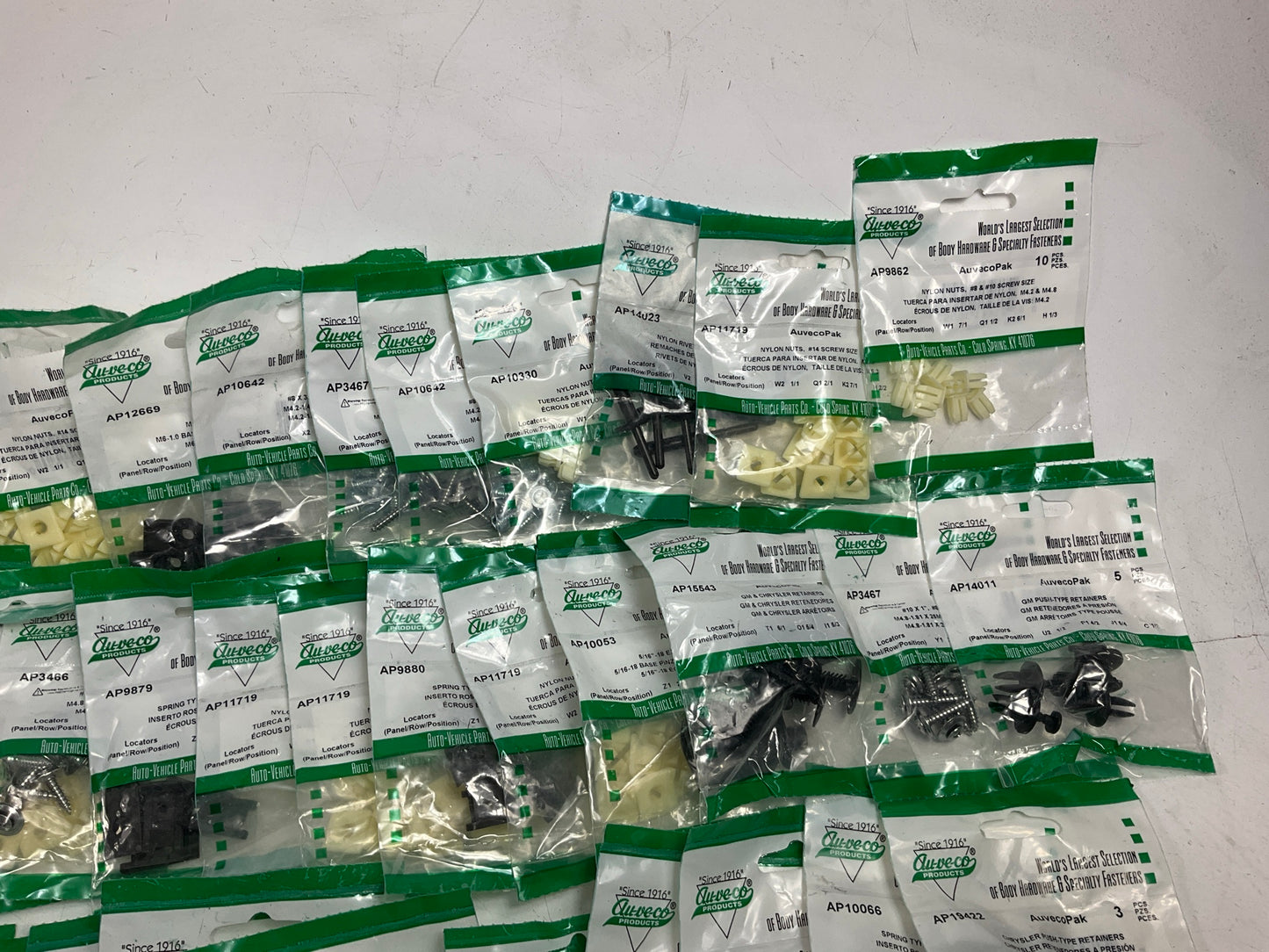 Wholesale Lot #19 - Auveco Retainer Clips & Hardware Lot, 251 Packs As Shown