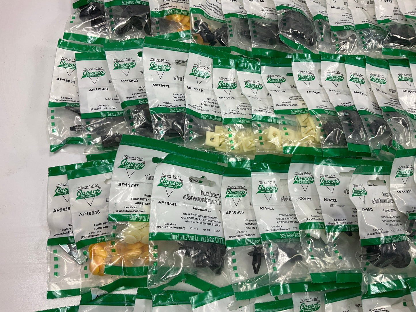 Wholesale Lot #19 - Auveco Retainer Clips & Hardware Lot, 251 Packs As Shown