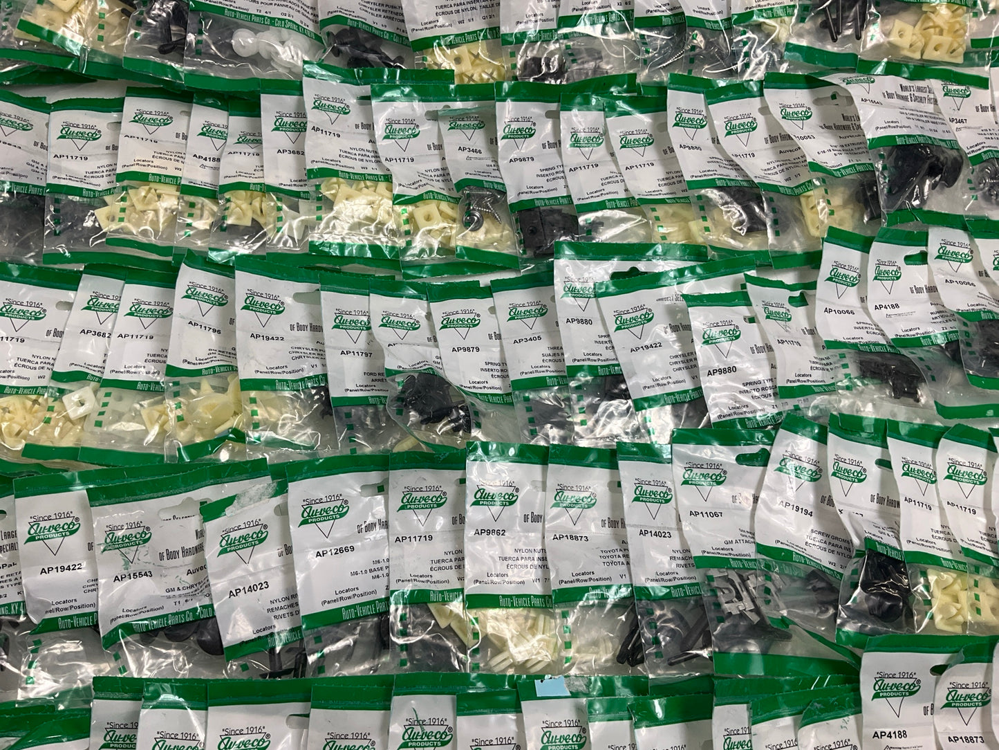 Wholesale Lot #19 - Auveco Retainer Clips & Hardware Lot, 251 Packs As Shown