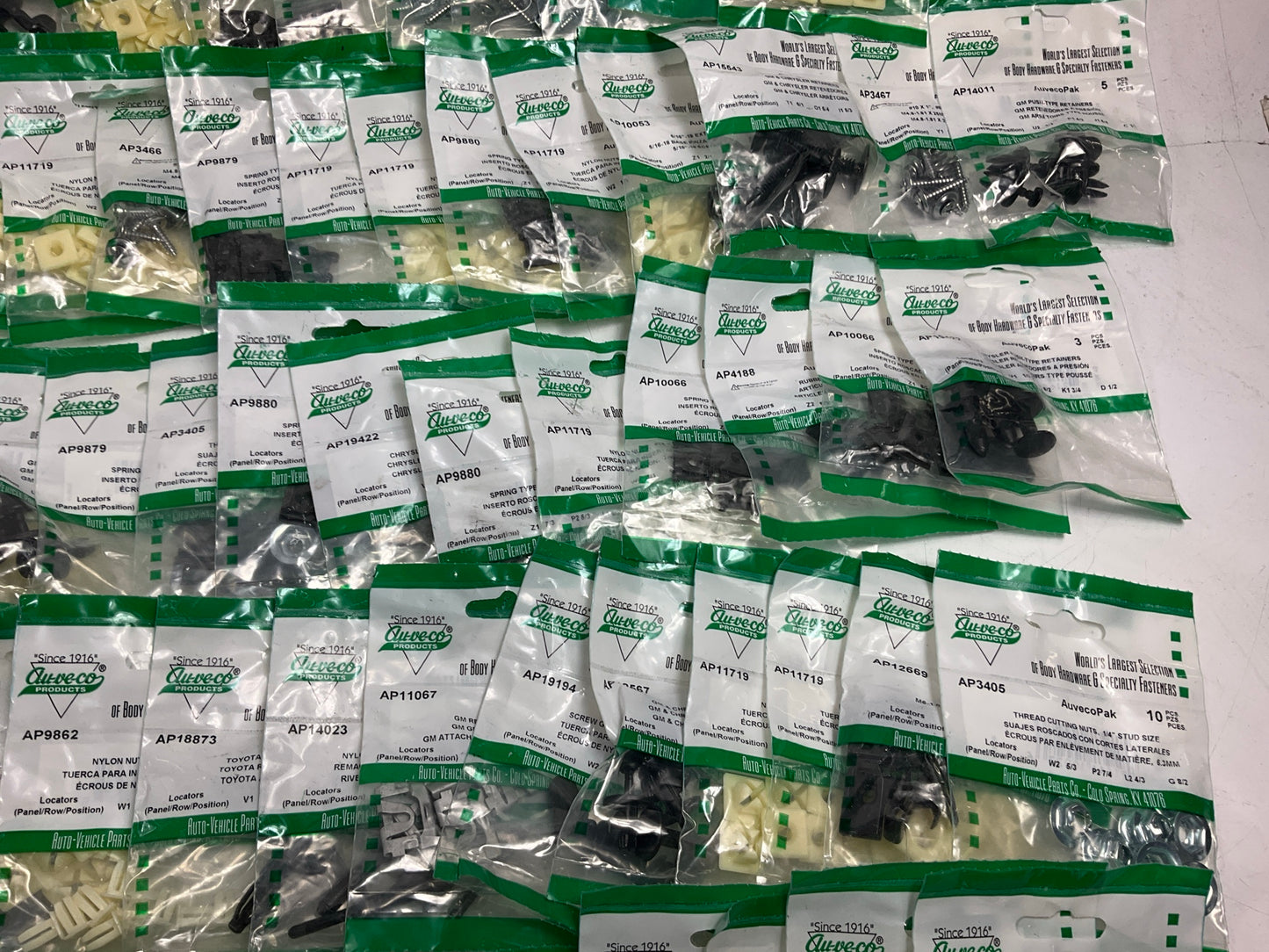 Wholesale Lot #19 - Auveco Retainer Clips & Hardware Lot, 251 Packs As Shown