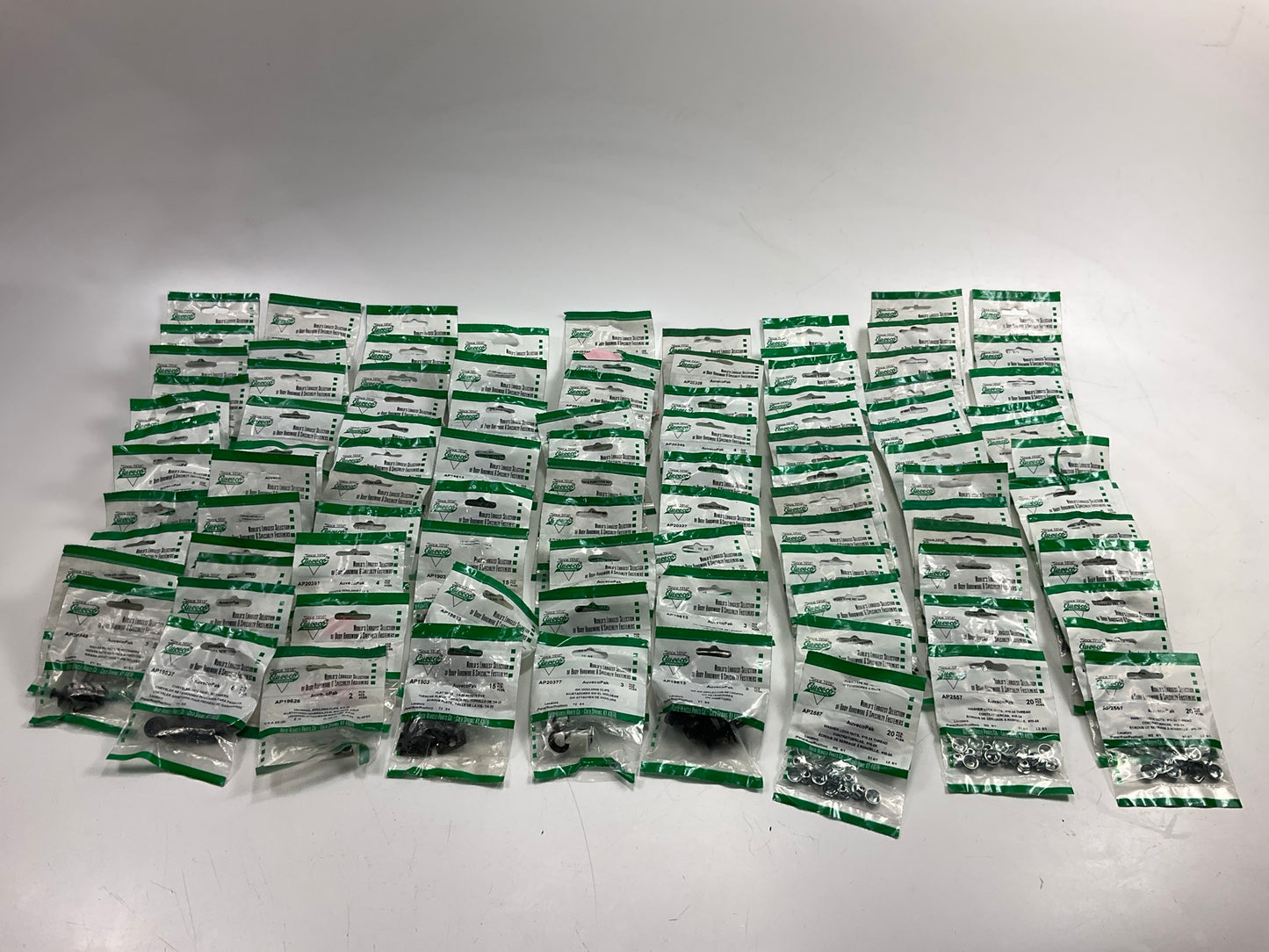 Wholesale Lot #21 - Auveco Retainer Clips & Hardware Lot, 100 Packs As Shown