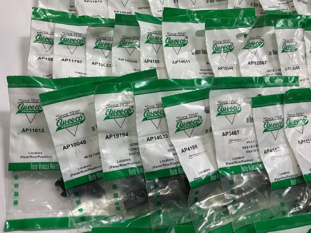 Wholesale Lot # 20 - Auveco Retainer Clips & Hardware Lot, 245 Packs As Shown