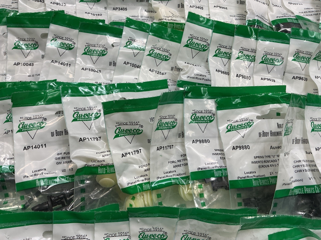 Wholesale Lot # 20 - Auveco Retainer Clips & Hardware Lot, 245 Packs As Shown