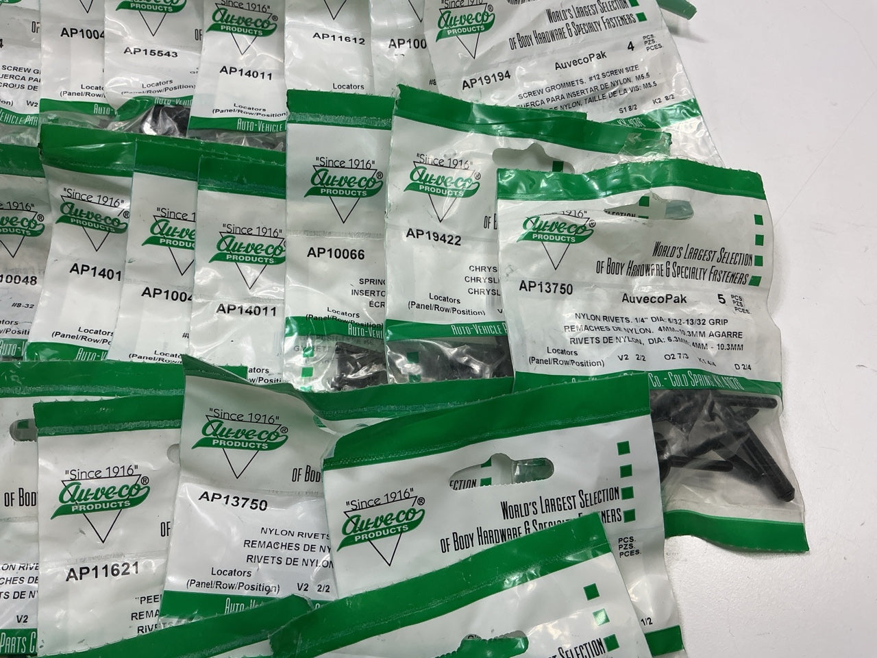 Wholesale Lot # 20 - Auveco Retainer Clips & Hardware Lot, 245 Packs As Shown
