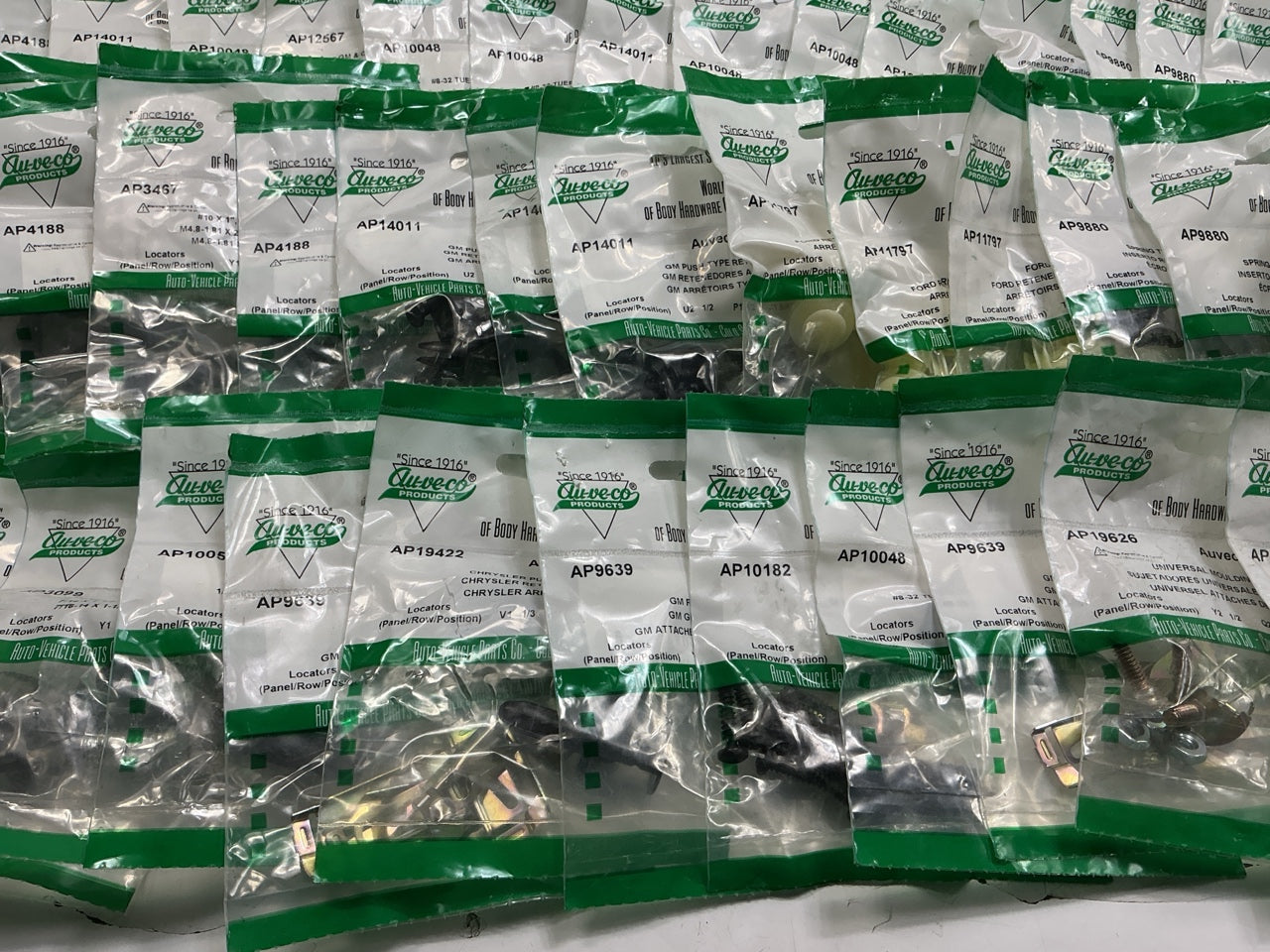 Wholesale Lot # 20 - Auveco Retainer Clips & Hardware Lot, 245 Packs As Shown