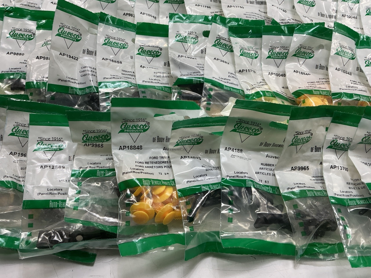Wholesale Lot # 20 - Auveco Retainer Clips & Hardware Lot, 245 Packs As Shown