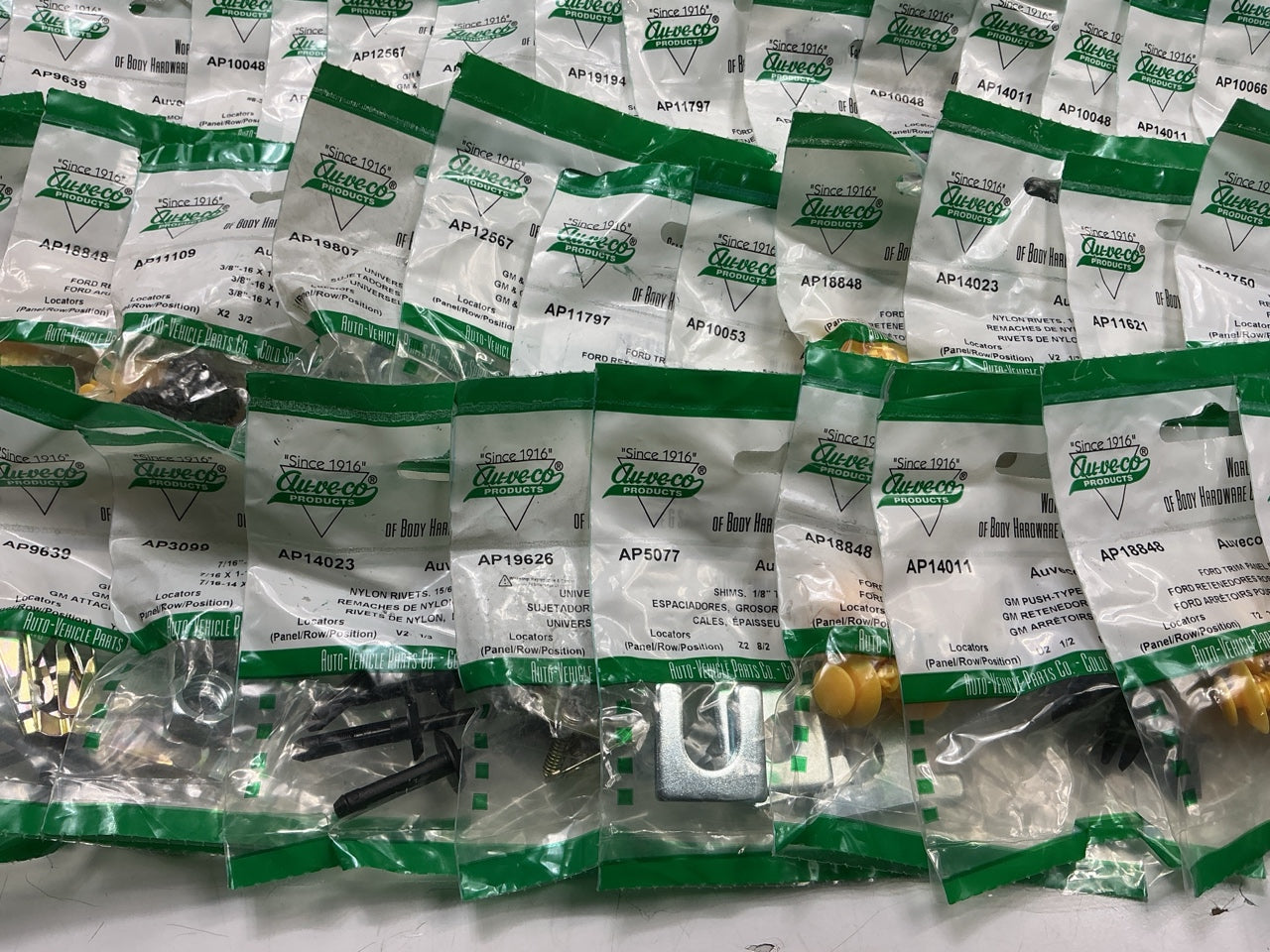 Wholesale Lot # 20 - Auveco Retainer Clips & Hardware Lot, 245 Packs As Shown
