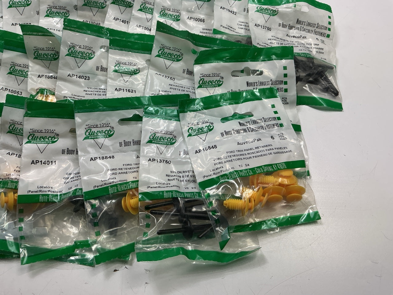 Wholesale Lot # 20 - Auveco Retainer Clips & Hardware Lot, 245 Packs As Shown