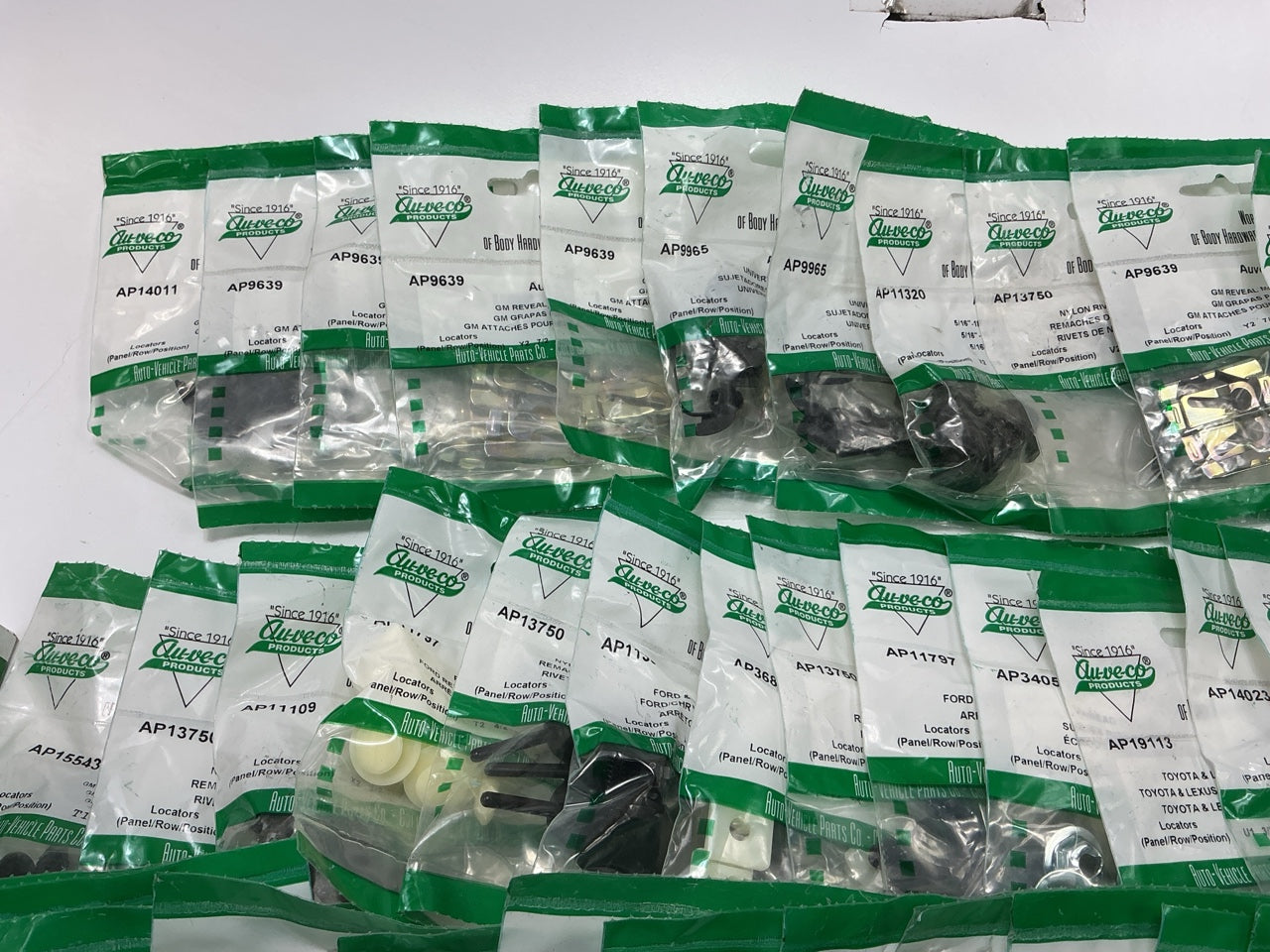 Wholesale Lot # 20 - Auveco Retainer Clips & Hardware Lot, 245 Packs As Shown