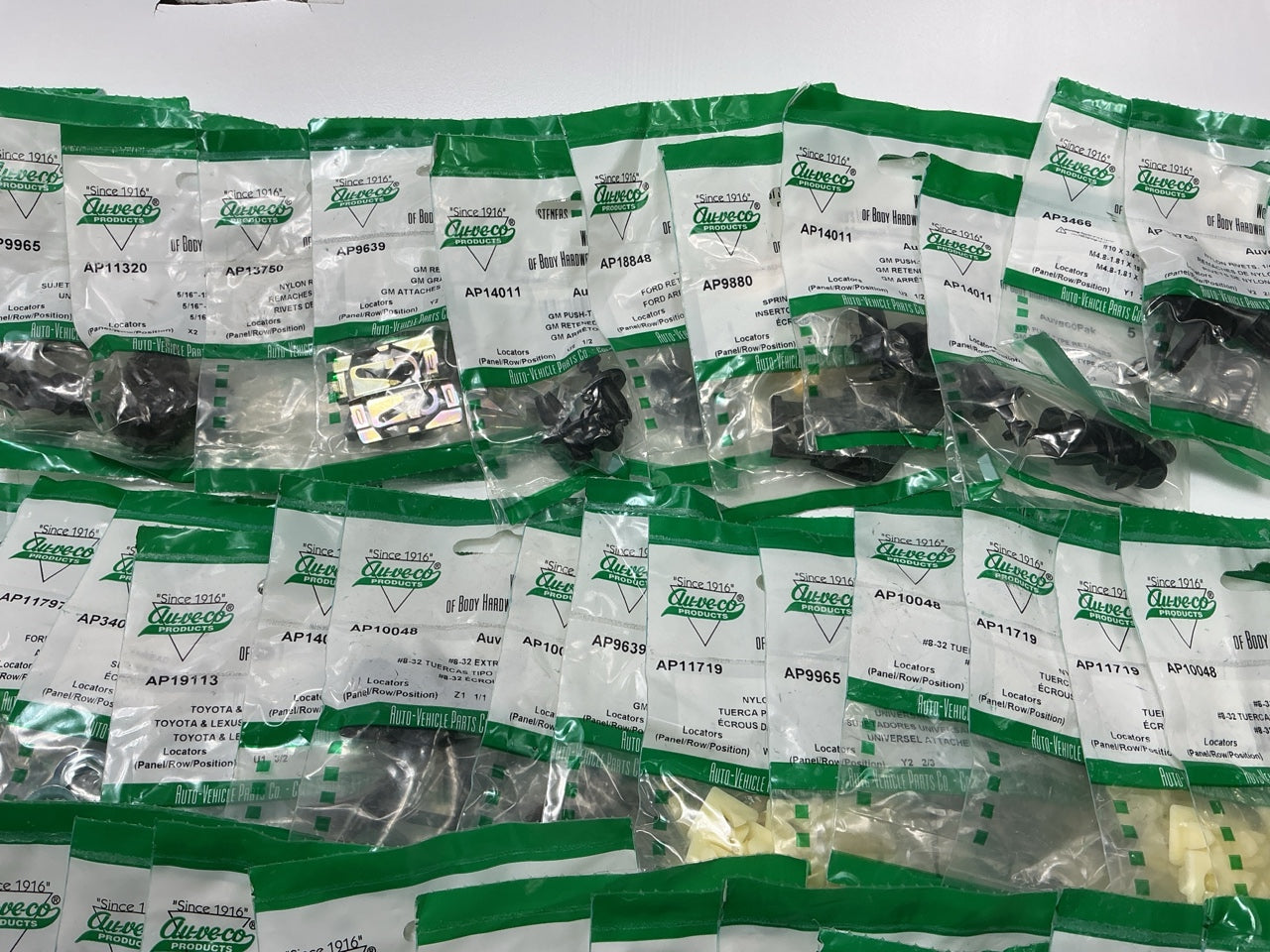 Wholesale Lot # 20 - Auveco Retainer Clips & Hardware Lot, 245 Packs As Shown