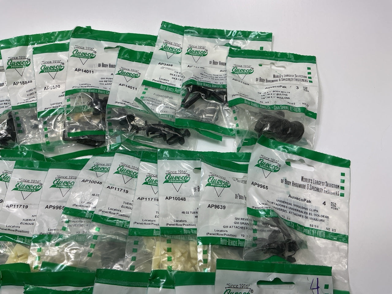 Wholesale Lot # 20 - Auveco Retainer Clips & Hardware Lot, 245 Packs As Shown