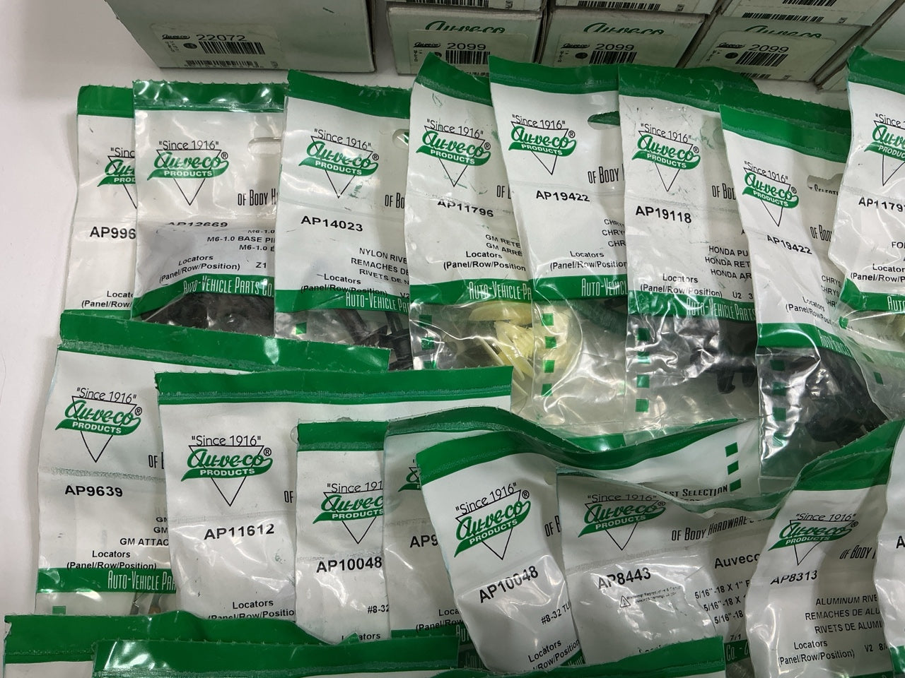 Wholesale Lot # 20 - Auveco Retainer Clips & Hardware Lot, 245 Packs As Shown