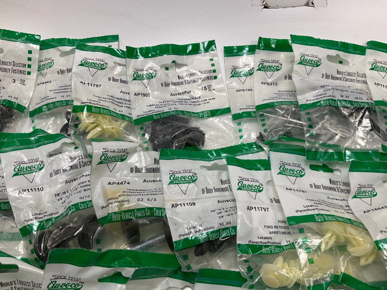 Wholesale Lot # 21 - Auveco Retainer Clips & Hardware Lot, 250 Packs As Shown