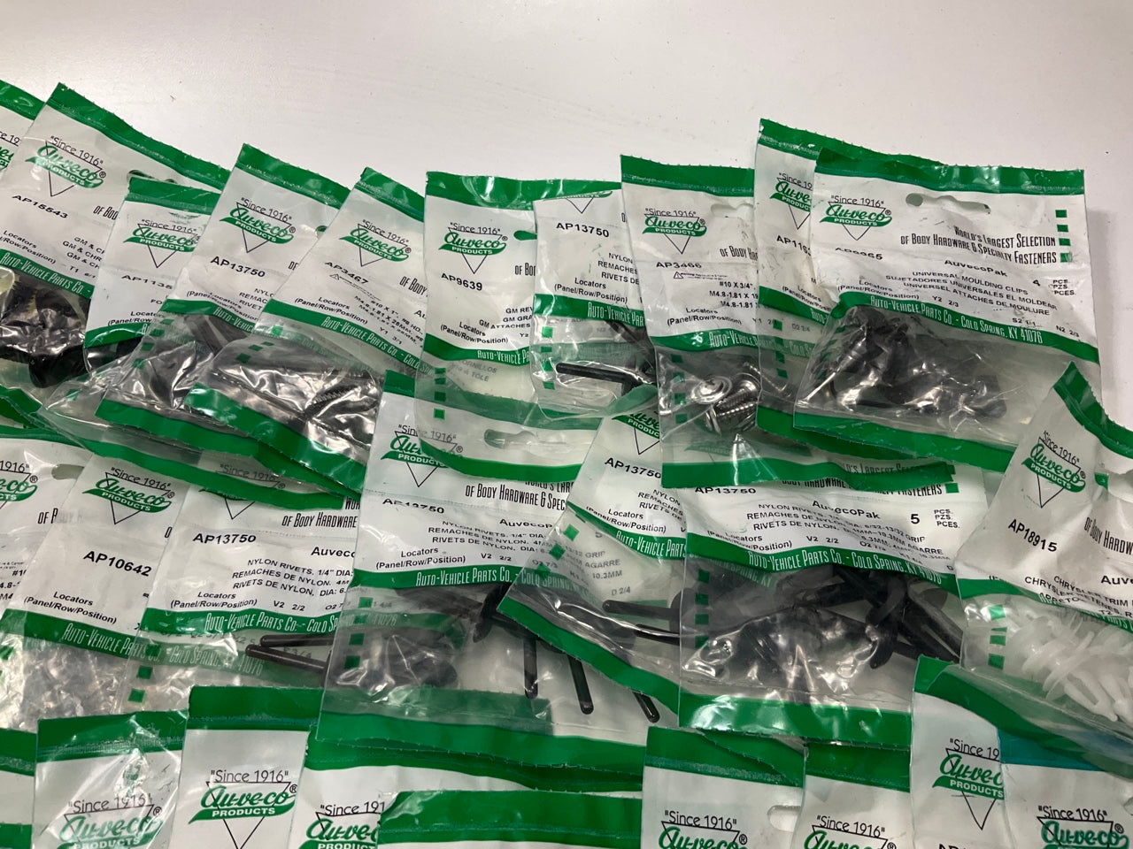 Wholesale Lot # 21 - Auveco Retainer Clips & Hardware Lot, 250 Packs As Shown
