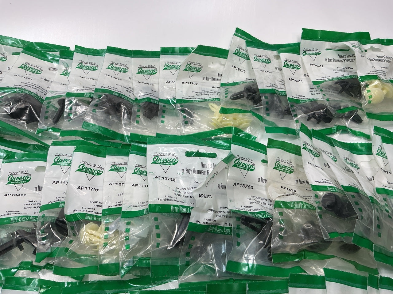 Wholesale Lot # 22 - Auveco Retainer Clips & Hardware Lot, 250 Packs As Shown