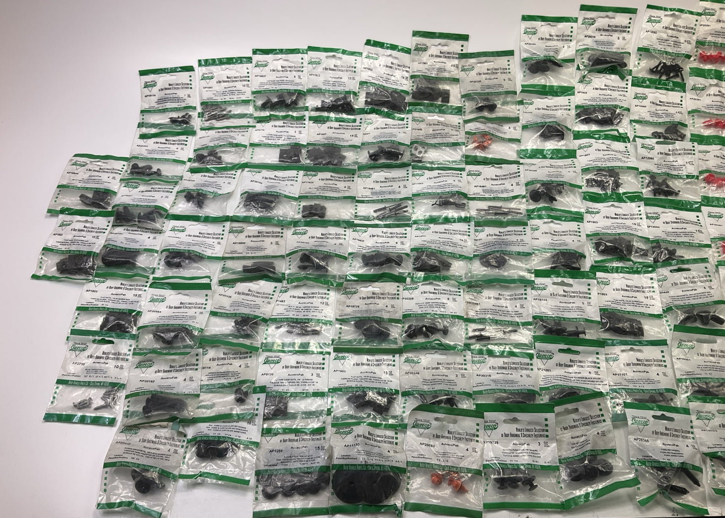 Wholesale Lot # 2 - Auveco Retainer Clips & Hardware Lot, 101 Packs As Shown