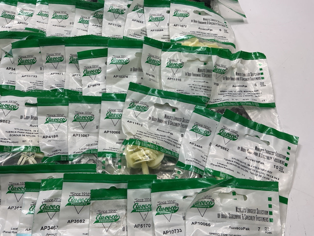 Wholesale Lot # 3 - Auveco Retainer Clips & Hardware Lot, 250 Packs As Shown