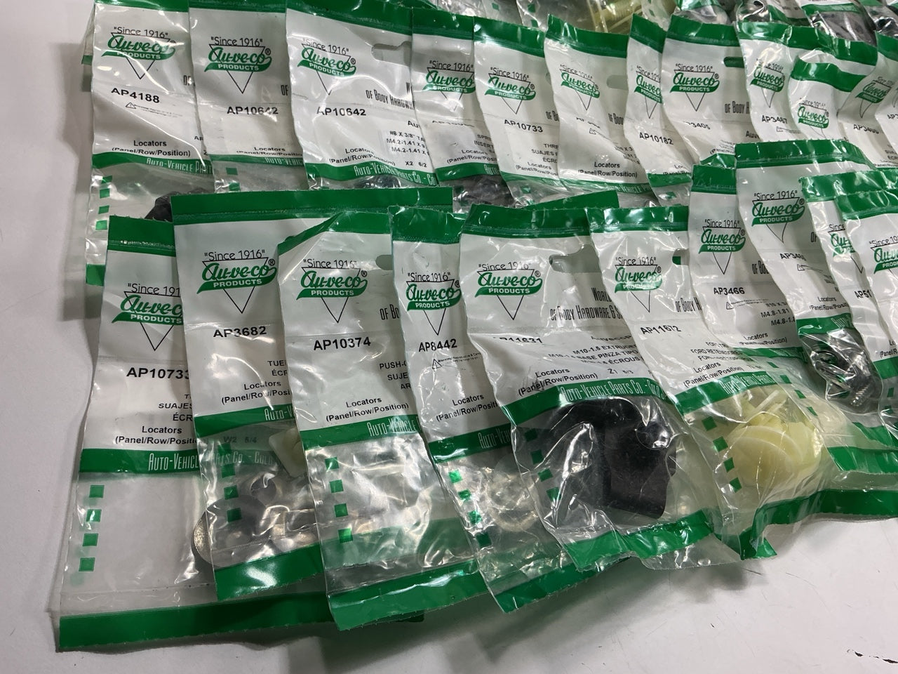 Wholesale Lot # 3 - Auveco Retainer Clips & Hardware Lot, 250 Packs As Shown