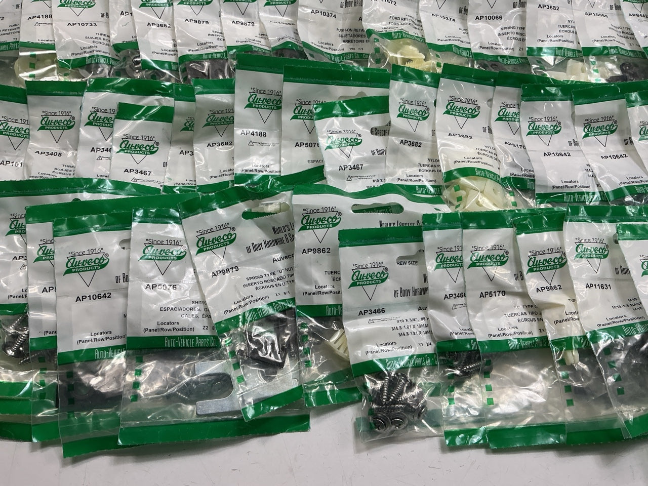 Wholesale Lot # 3 - Auveco Retainer Clips & Hardware Lot, 250 Packs As Shown