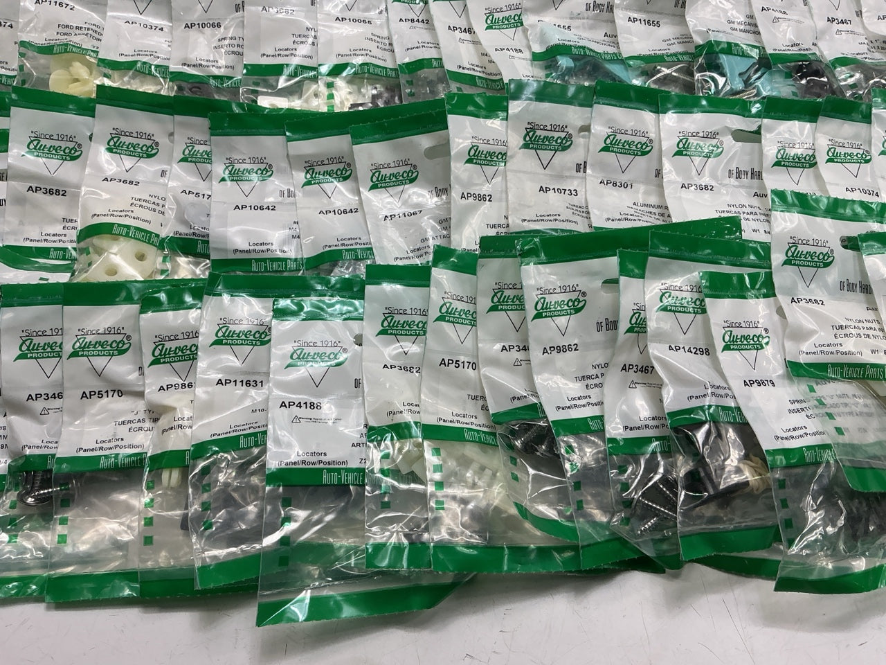 Wholesale Lot # 3 - Auveco Retainer Clips & Hardware Lot, 250 Packs As Shown
