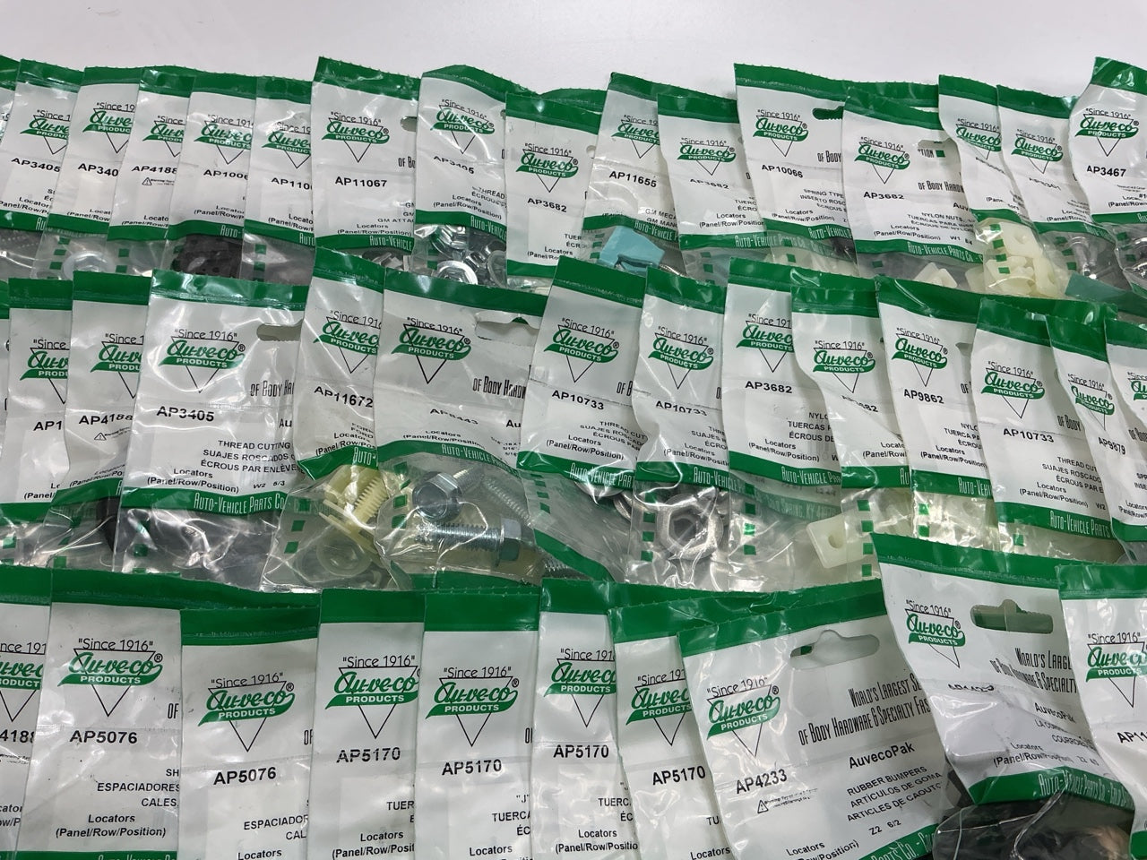 Wholesale Lot # 3 - Auveco Retainer Clips & Hardware Lot, 250 Packs As Shown