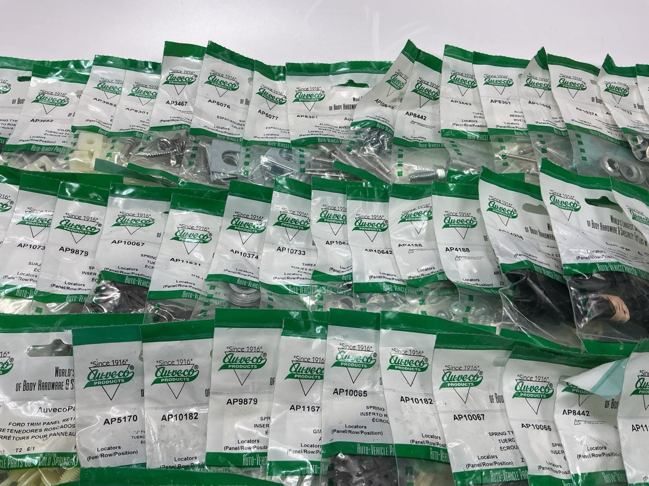 Wholesale Lot # 3 - Auveco Retainer Clips & Hardware Lot, 250 Packs As Shown
