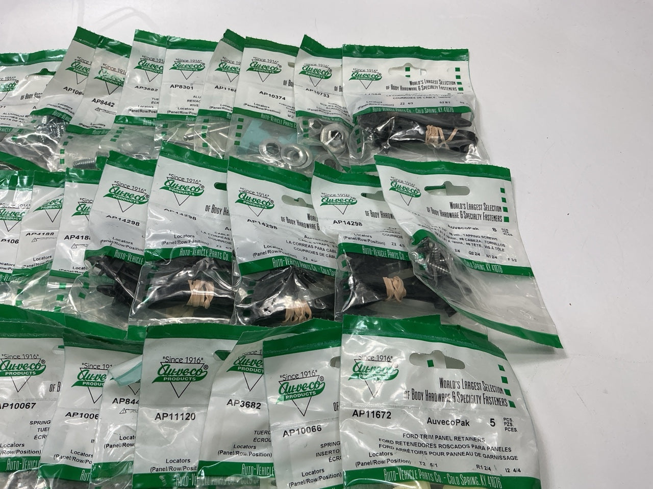 Wholesale Lot # 3 - Auveco Retainer Clips & Hardware Lot, 250 Packs As Shown