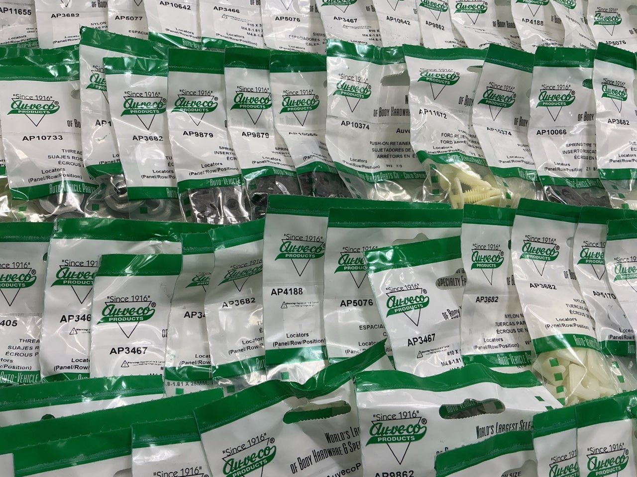 Wholesale Lot # 3 - Auveco Retainer Clips & Hardware Lot, 250 Packs As Shown