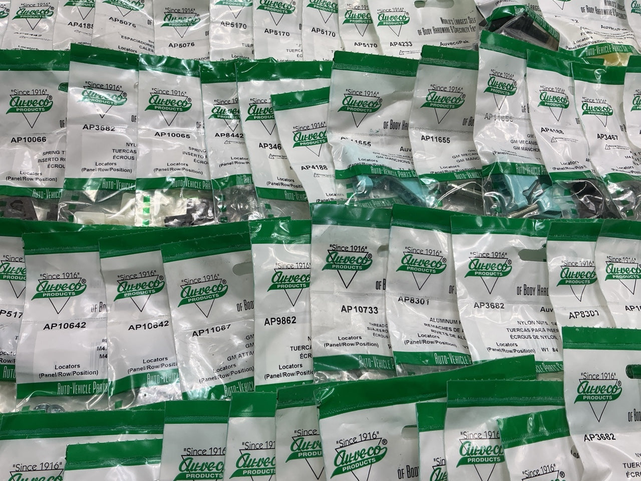 Wholesale Lot # 3 - Auveco Retainer Clips & Hardware Lot, 250 Packs As Shown