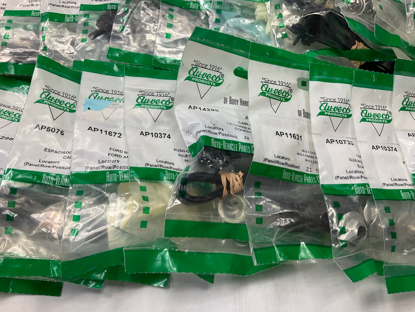 Wholesale Lot # 4- Auveco Retainer Clips & Hardware Lot, 250 Packs As Shown