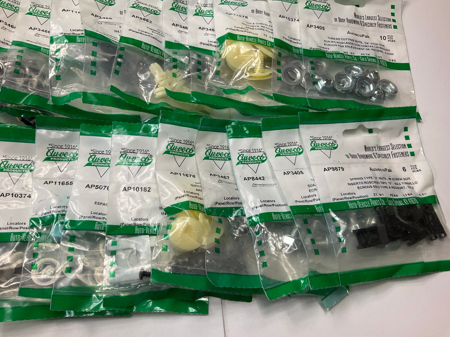 Wholesale Lot # 4- Auveco Retainer Clips & Hardware Lot, 250 Packs As Shown