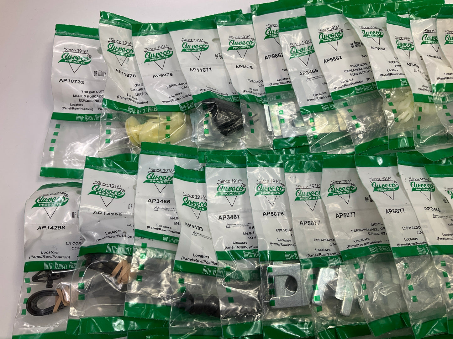 Wholesale Lot # 4- Auveco Retainer Clips & Hardware Lot, 250 Packs As Shown