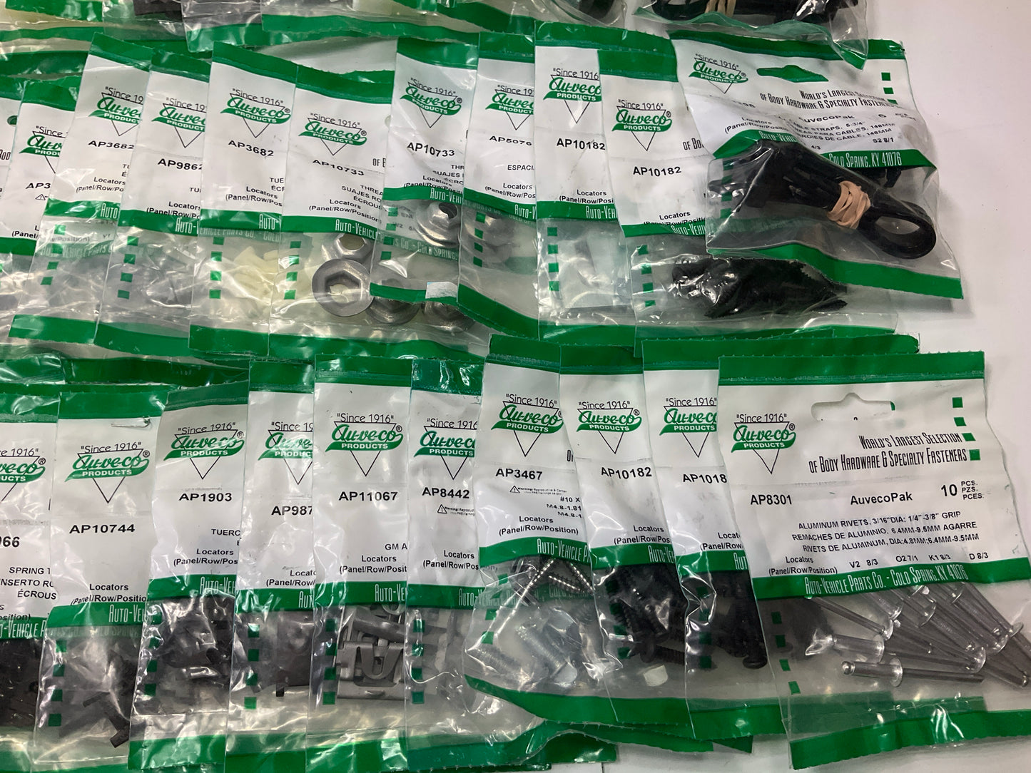 Wholesale Lot # 5 - Auveco Retainer Clips & Hardware Lot, 250 Packs As Shown