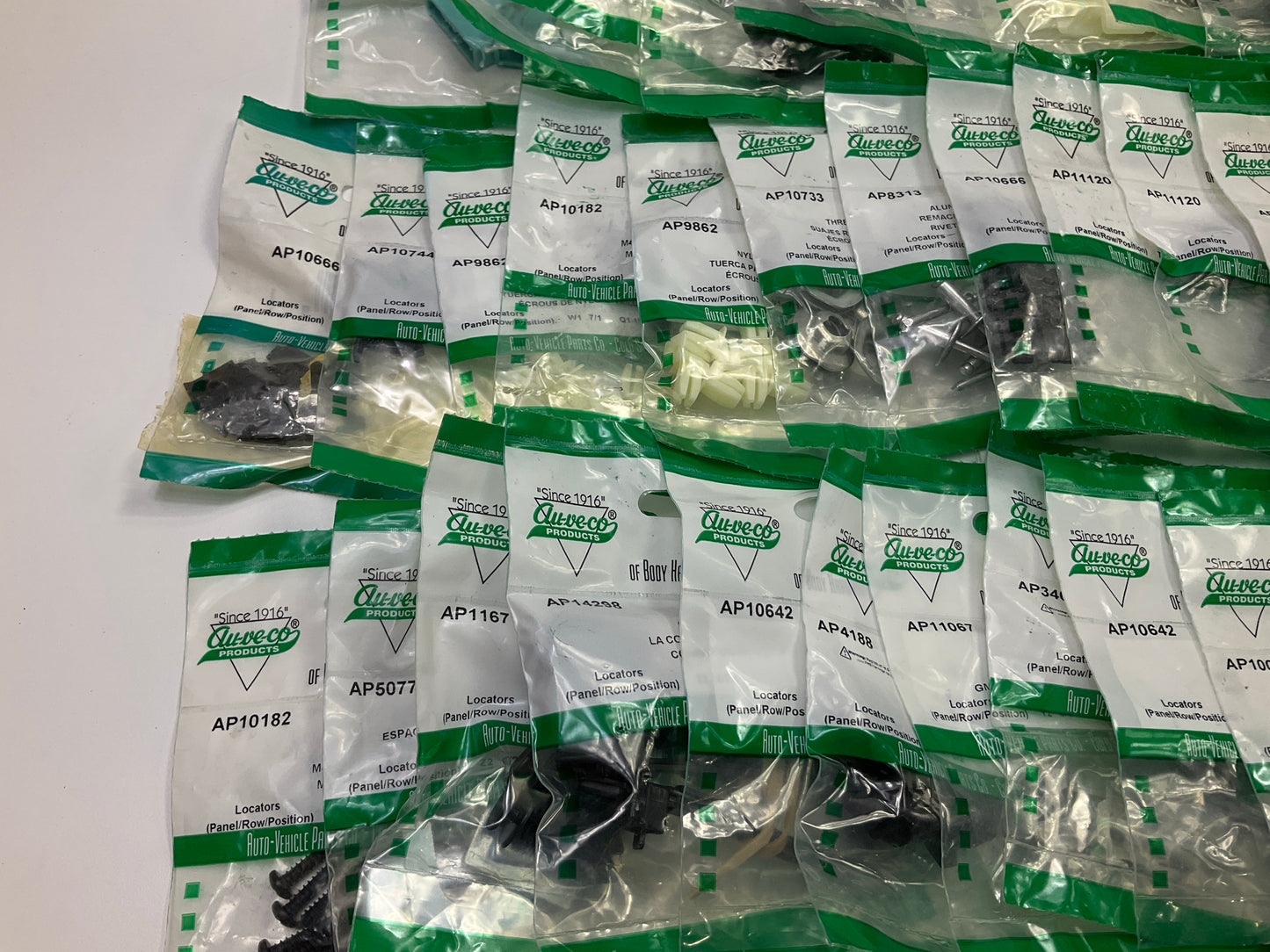 Wholesale Lot # 5 - Auveco Retainer Clips & Hardware Lot, 250 Packs As Shown