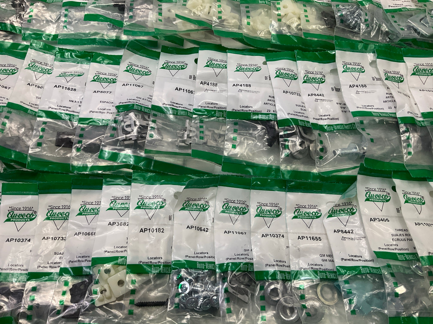 Wholesale Lot # 5 - Auveco Retainer Clips & Hardware Lot, 250 Packs As Shown